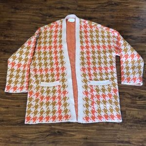 Anthropologie orange tan pink mod sweater XL